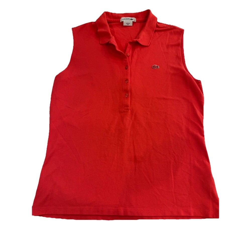 Lacoste Women's Sleeveless Polo Shirt Size 44 Salmon Color EUC